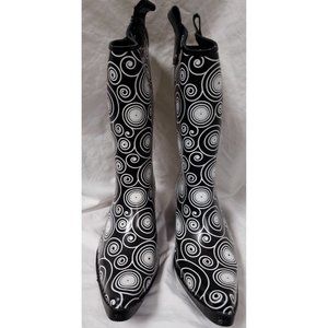 BLAZIN ROXX Layla Sz 7 Rain Boots Black White Outdoor Chore Cowgirl Boot 58106